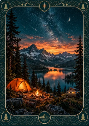 Góry i camping — pod gwiazdami — rewers standardowe