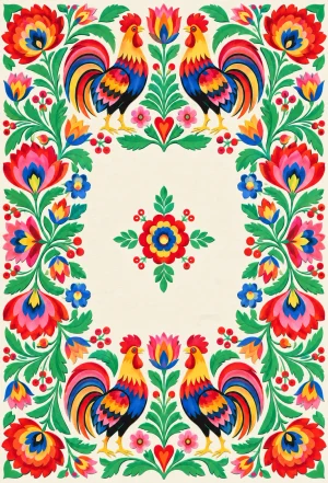 Folklor — łowicka wycinanka — jasny — rewers standardowe