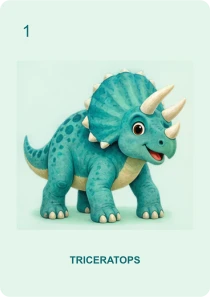 Dinozaury — przykład karty Piotrusia